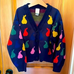 Hanna Andersson Girls Colorful Pear Pattern Cardigan